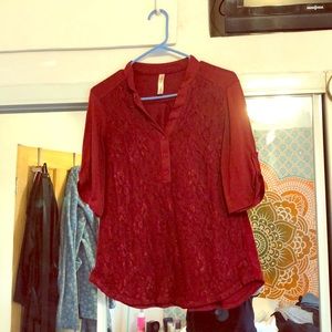PerSeption Concept Red Half Sleeved Blouse